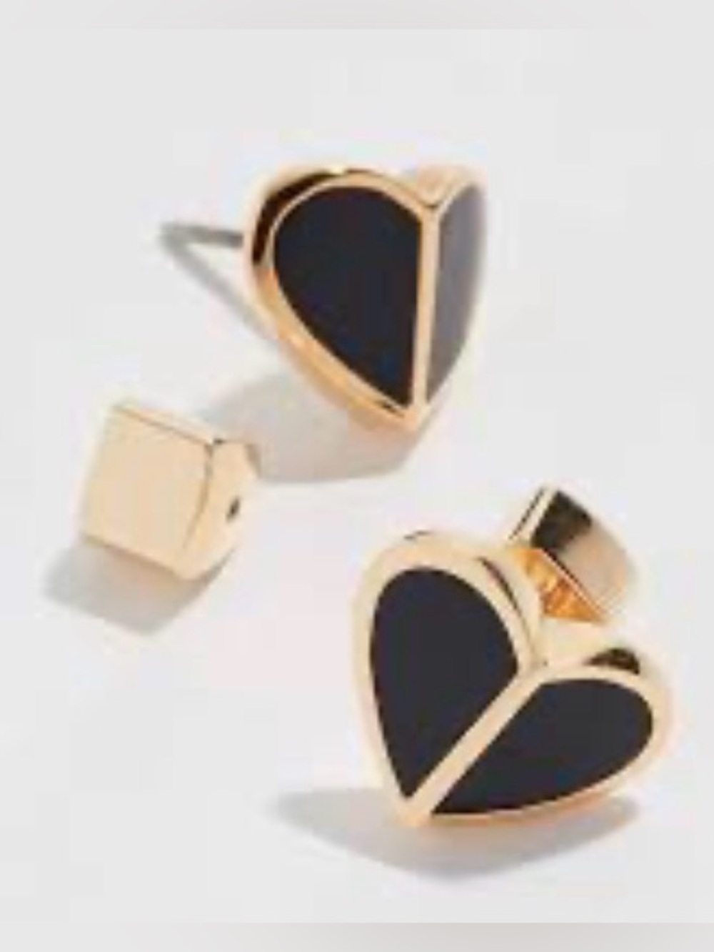 Kate Spade Gold-Tone Black Heart Divider Stud Earrings NWT - Picture 4 of 4